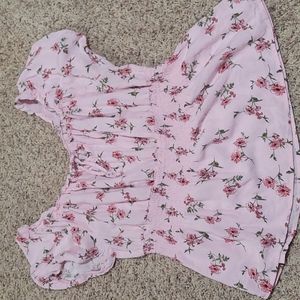 Pink rose shirt cinched waist size 14